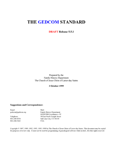 Kaft van The Gedcom Standard